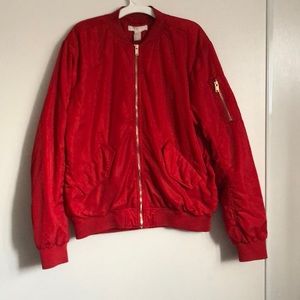 H&M red bomber jacket